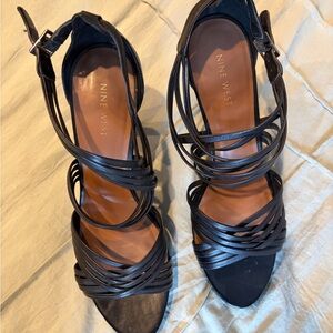 Nine West Elegant Black Strappy Heels